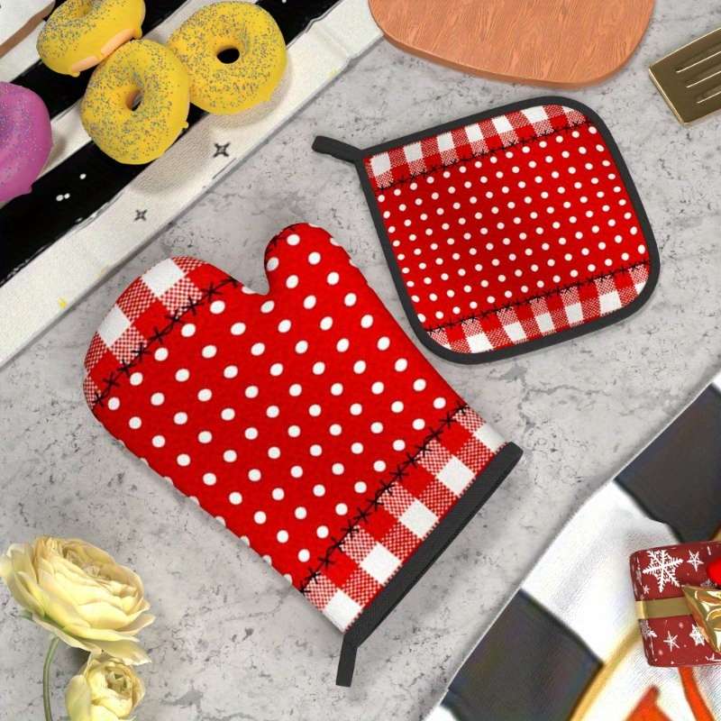 2pcs 26.92x17.02 cm Heat Resistant Oven Mitts And Potholders