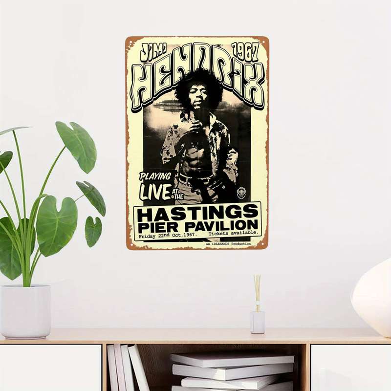 1pc Vintage Jimi-Inspired Metal Tin Sign Nostalgic Wall Decor for Home Kitchen Garden Bedroom