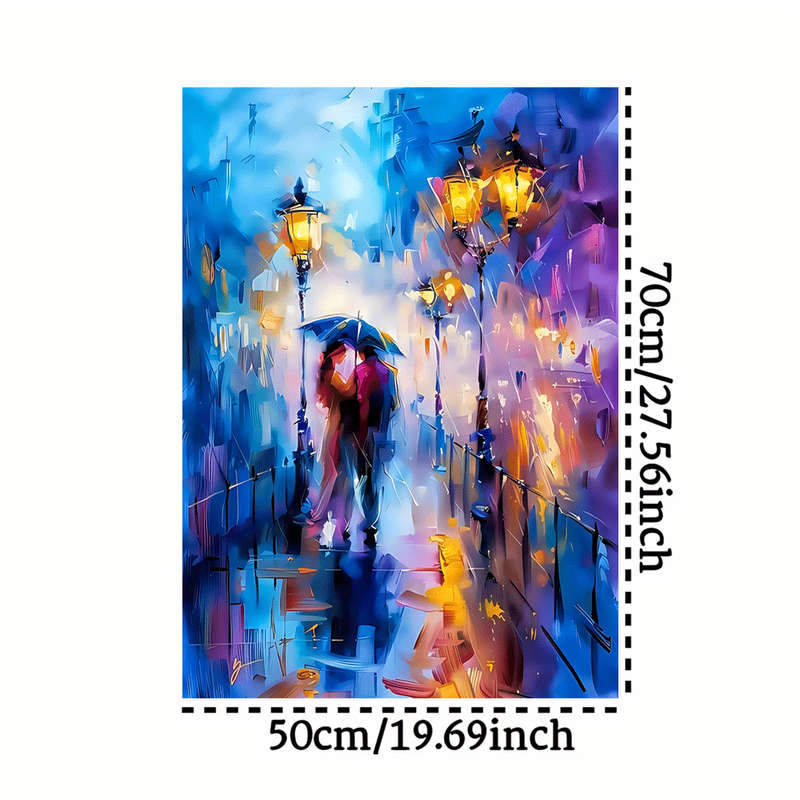 1000pcs Romantic Rainy Night Couple Scene Jigsaw Puzzle Large DIY Paper Puzzle for