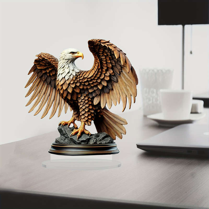 1pc 2D Flat  A  Acrylic Tabletop Decoration of an Elegant Eagle Featuring a Stand a Vintage-Sty