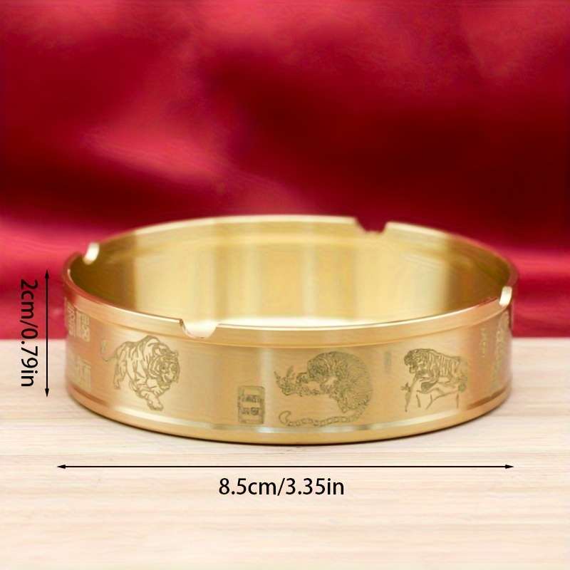1pc Elegant Golden Tiger Dragon Design Brass Ashtray High-End Modern Traditional Style Ide