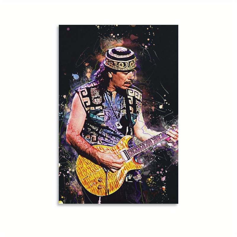 1pc Satin-Finish Carlos Santana Poster Modern Art Print on Silk Fabric Wall Decor for Living Roo