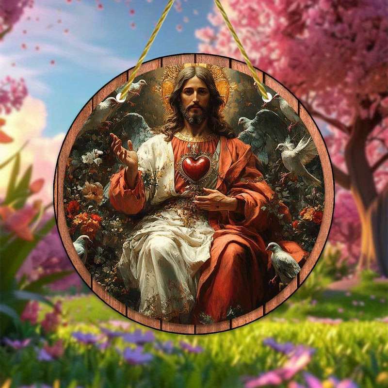 1 Piece Wooden Jesus Theme Pendant