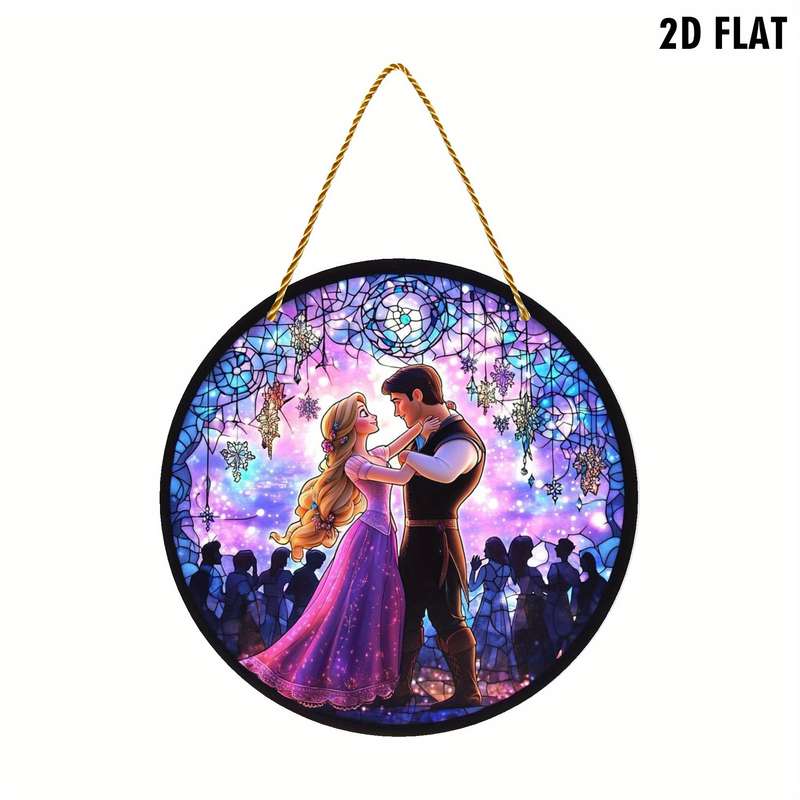 1pc 2D Flat   Disney Princess Rapunzel and Flynn Rider Dancing in Crowd Acrylic Sign Cartoon Char