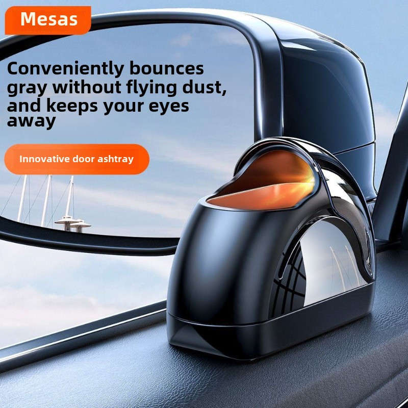 1pc Driver-Side Car Ashtray Space-Saving Door-Mounted Design Mechanical Style Durable Aluminum Le