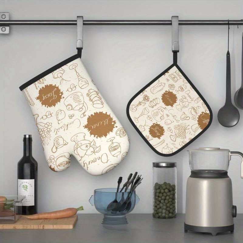 2pcs 26.92x17.02 cm Heat Resistant Oven Mitts And Potholders