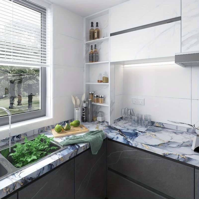1PC Wall StickersGray Blue Golden60cmX100cm