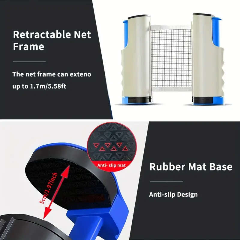 1 Portable Table Tennis Training Set, Including a Retractable Net, 2 Rackets, 6 Table Tennis Balls