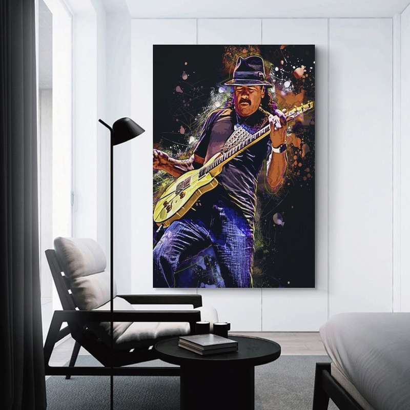 1pc  Unframed Canvas Poster Carlos Santana Guitar Art Poster Modern Satin Canvas Wall Decor