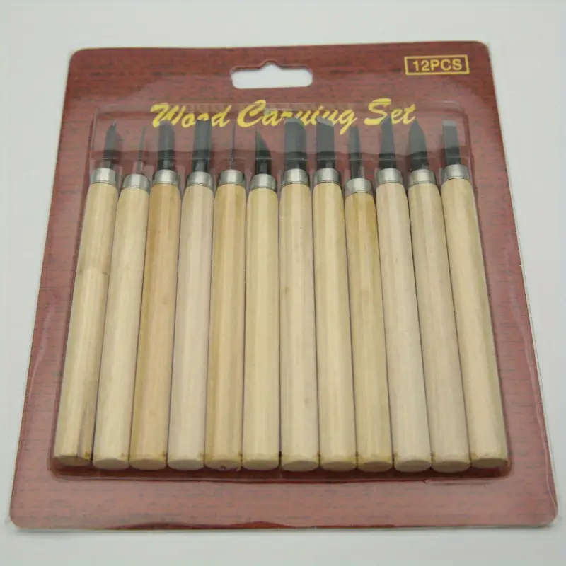 12pcs SK2 Carbon Steel Wood Carving Knife Set Handcrafted Woodworking Tools for Sculpture DIY Crafts