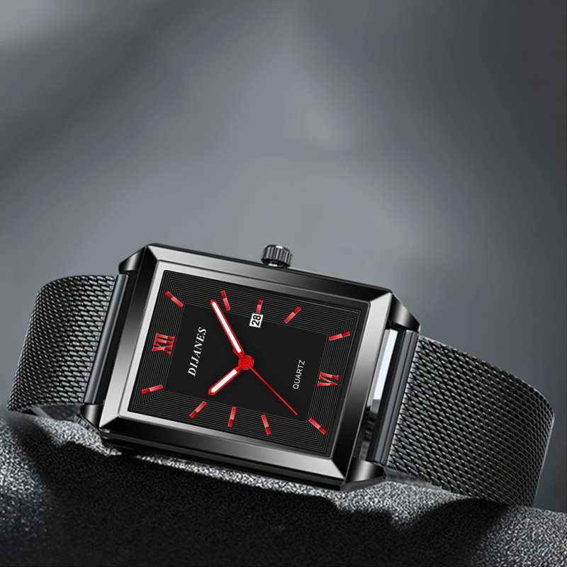 1Pc Classic Casual Men's Square Watch Men's Dating Quartz Watch Color Sent Randomly