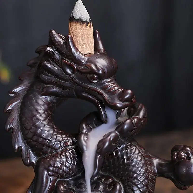 1 Piece Handmade Ceramic Dragon Waterfall Backflow Incense Burner And Incense Holder