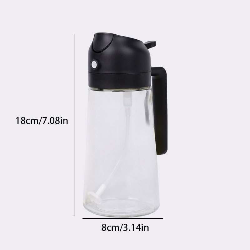 1pc Dual-Use Oil Sprayer and Dispenser Bottle Transparent with Black Cap Ideal for Cooking