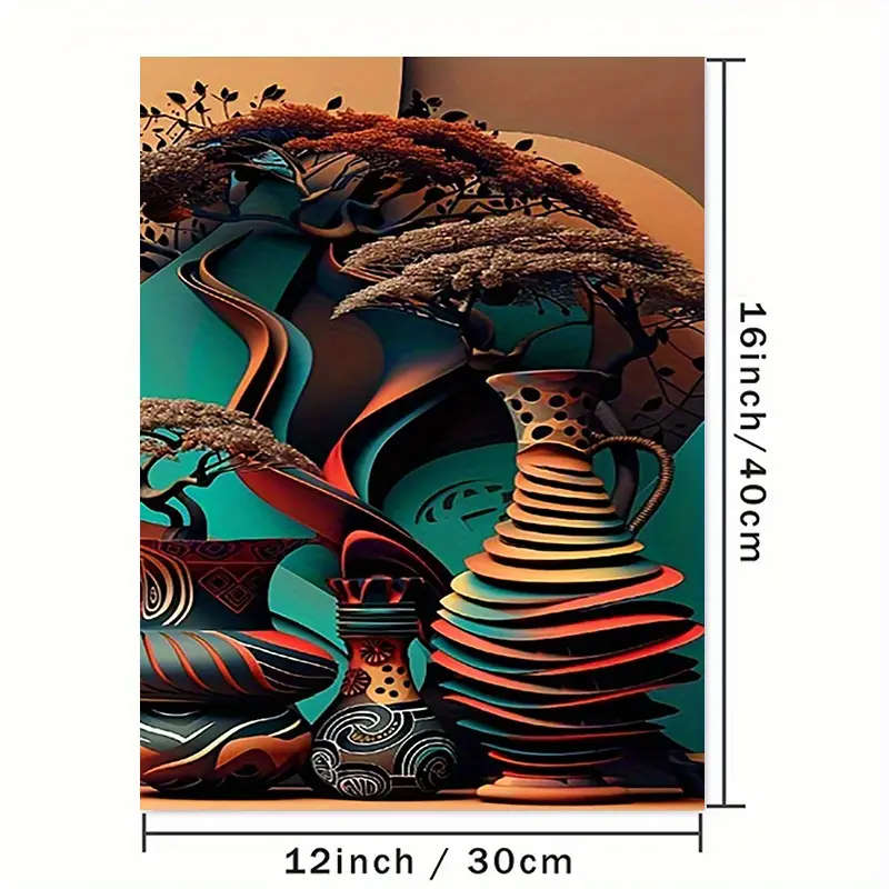 1pc Abstract Vase Canvas Wall Art Poster Frameless Creative Festive Decor for Home Bedroom Kitchen L