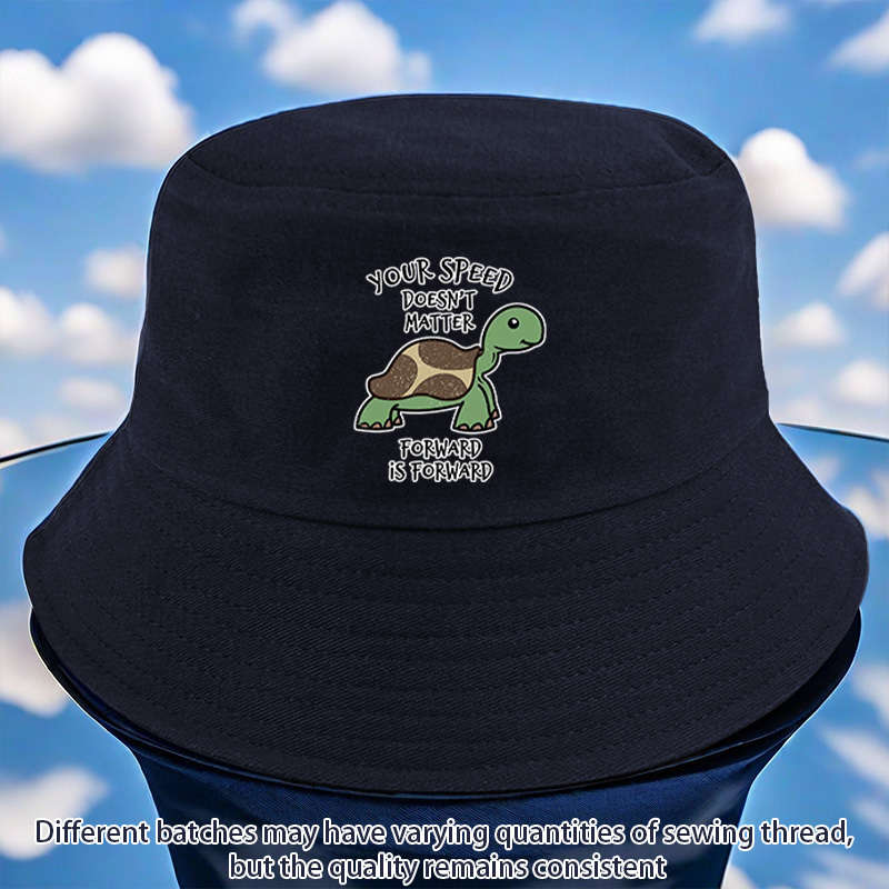 1pc YFM Turtle Print Bucket Hat Lightweight Polyester Fisherman Cap with Toggle Closure Machi