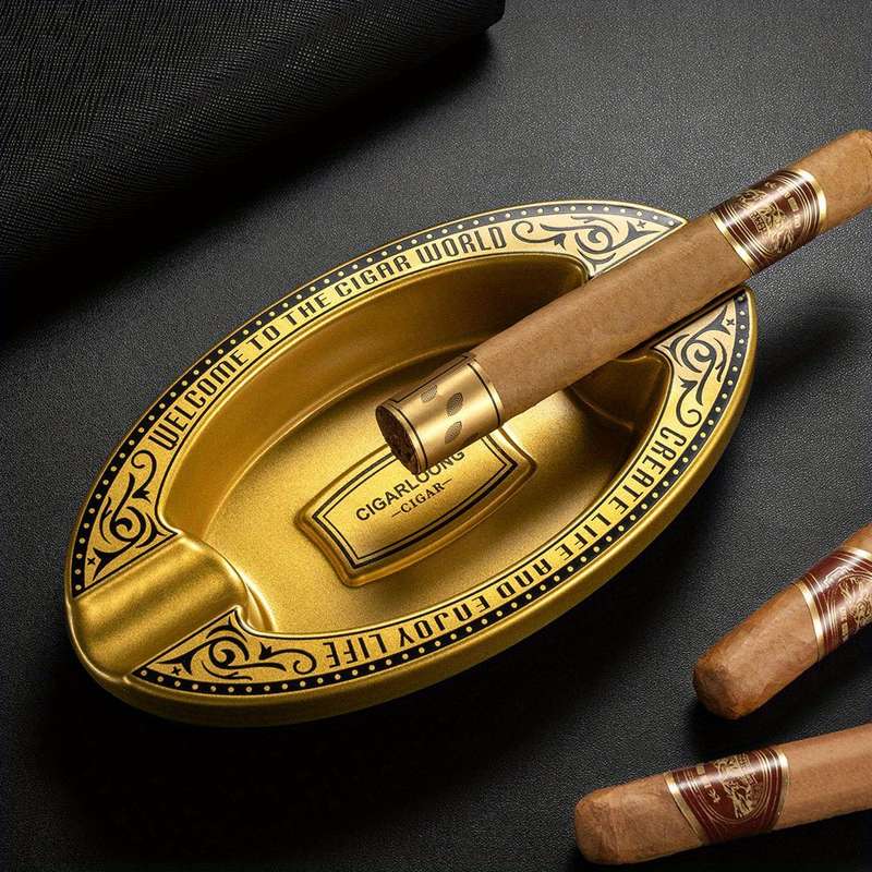 1pc Elegant Cigar Ashtrays with Intricate Designs Large Portable Decorative Snow Cigar Holder f