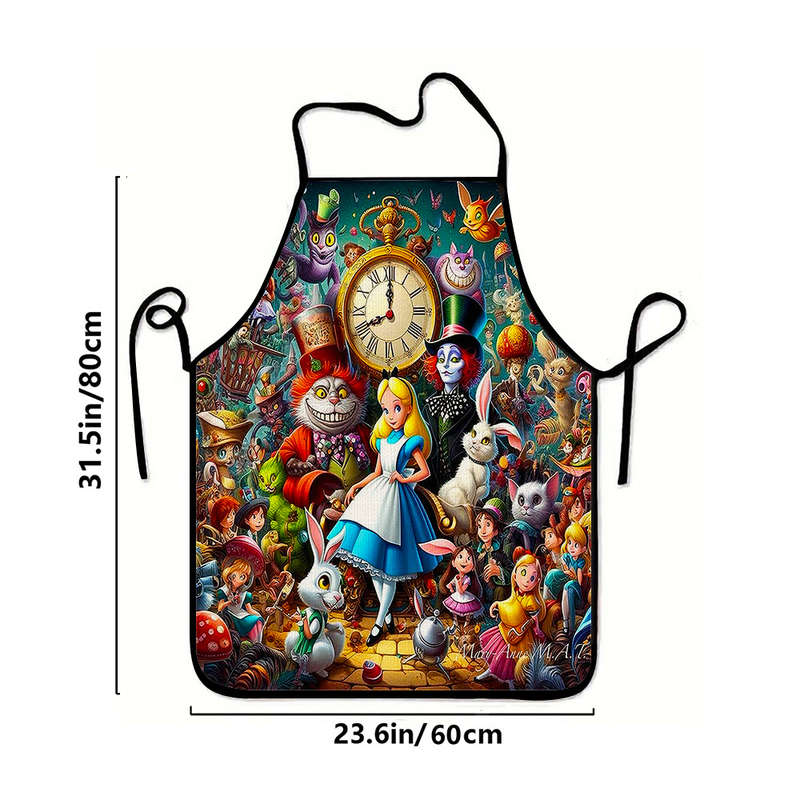 1pc Disney Alice Authorized Disney Design Sleeveless Polyester Apron Ideal for