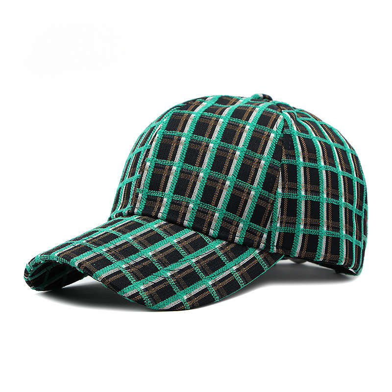 1pc Plaid Baseball Cap for Women Outdoor Sun Protection Hard Top Casual for Men.