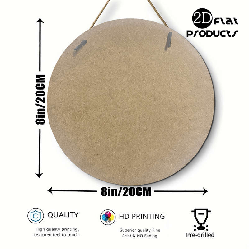 1pc 2D Flat Guitar Theme Round Wooden Sign 8x8in 20x20cm Home Holiday Decorations Suitable for R