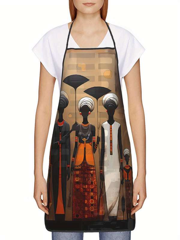 1pc Apron Featuring Artwork of African Tribal Women Designed for Both Men And Women.