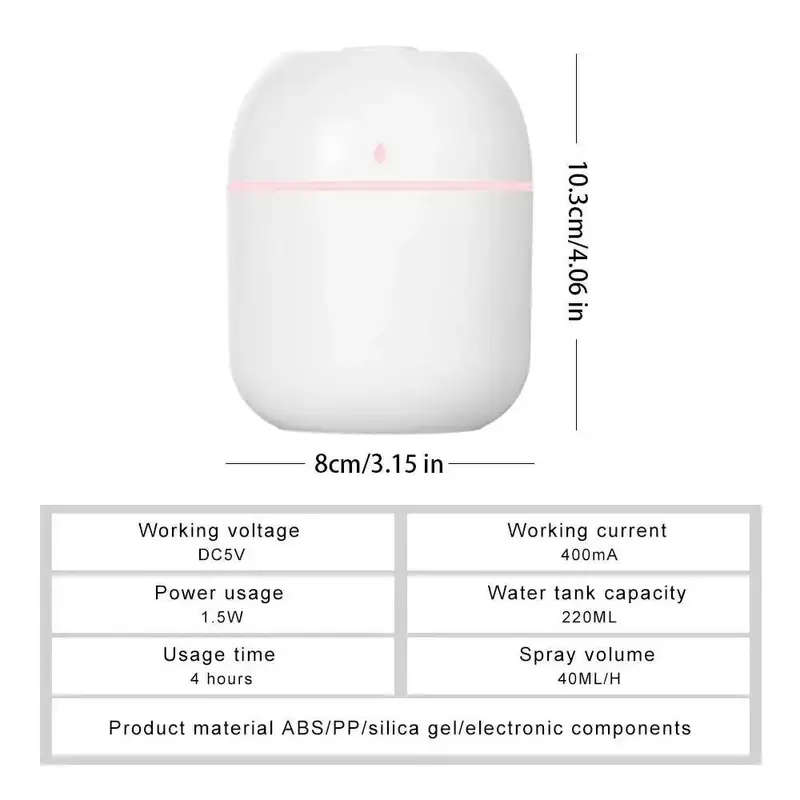 1pc Double Spray High Moisturizing Quiet Nano Spray Humidifier Perfume USB Power Supply 6.09oz Capac