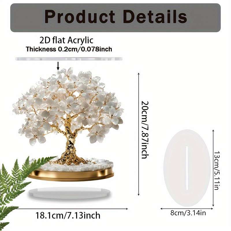 1pc 2D Flat  Elegant  Bohemian Cherry Blossom Acrylic Decor 18.11cm x 19.99cm Spring Plum Bloss