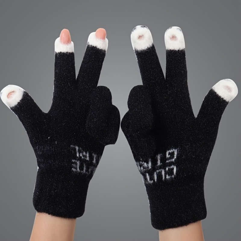 1 Pair Pink Warm Gloves