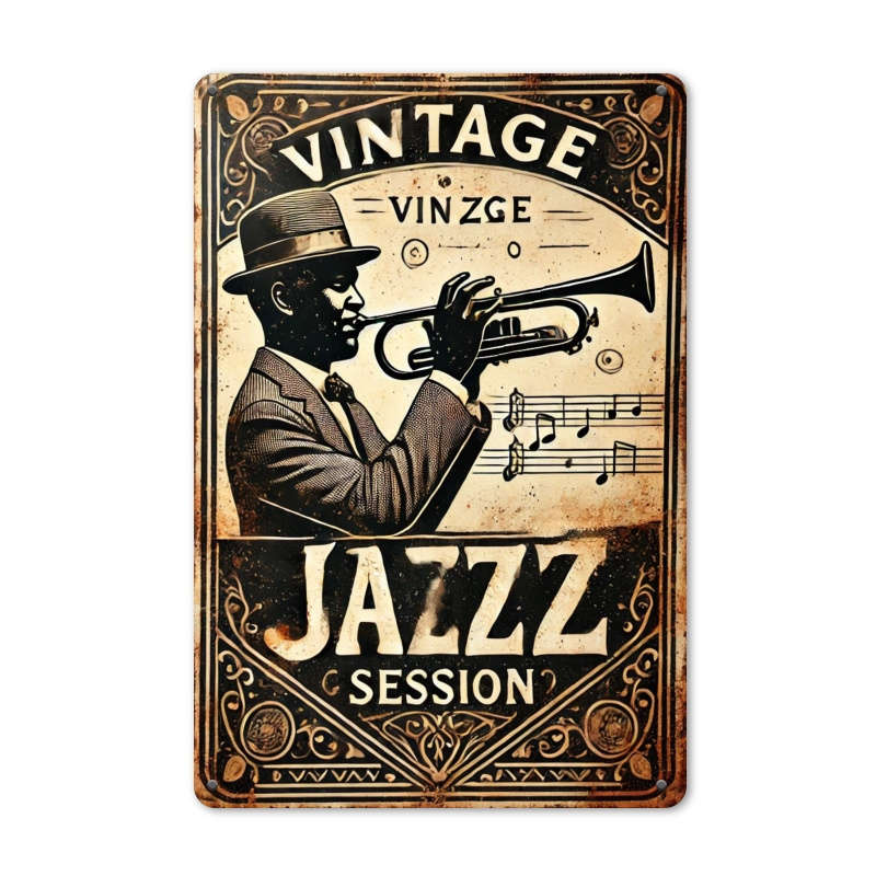 1pc A Vintage Jazz Art Metal Sign Measuring 20.32X30.48 cm a Classic Music-Themed Decoration Perf