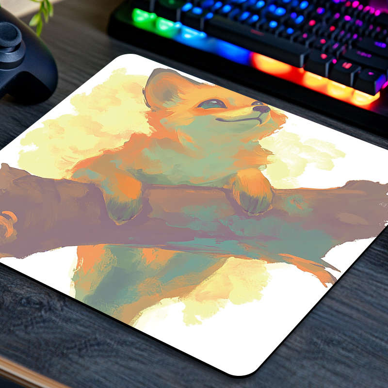 1pc Fox 866 Pattern Mouse Pad Non-Slip Office Desk Mat Portable Rubber Laptop Desk M