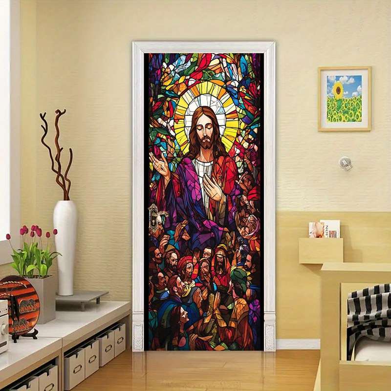 1pc 95.0x214.88cm Jesus Christian Themed Stickers