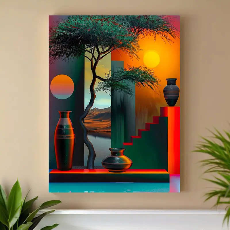 1pc An Abstract African-Themed Canvas Art Piece Without a Frame Measuring 30.48X40.64 cm Featuring T