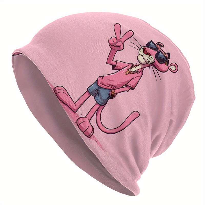 1pc BIIHUDU Fashionable Pink Beanie Cap 95% Polyester 5% Elastane Knitted Hat for Men