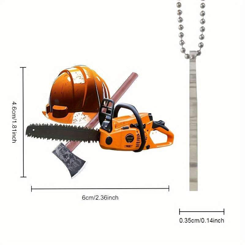 1pc 2D Flat   Acrylic Record Tool Pendant Chainsaw Axe Helmet Hanging Decoration for Car Re