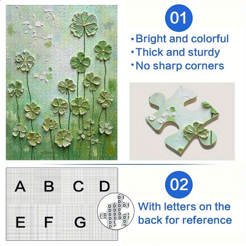 1000pcs Clover Oil Painting Jigsaw Puzzle Large Waterproof Scratch-Resistant Pap