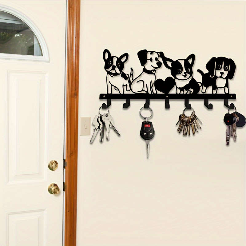 1pc Contemporary Dog Silhouette Metal Key Holder Wall Mount Easy Install Key Storage Box for Home