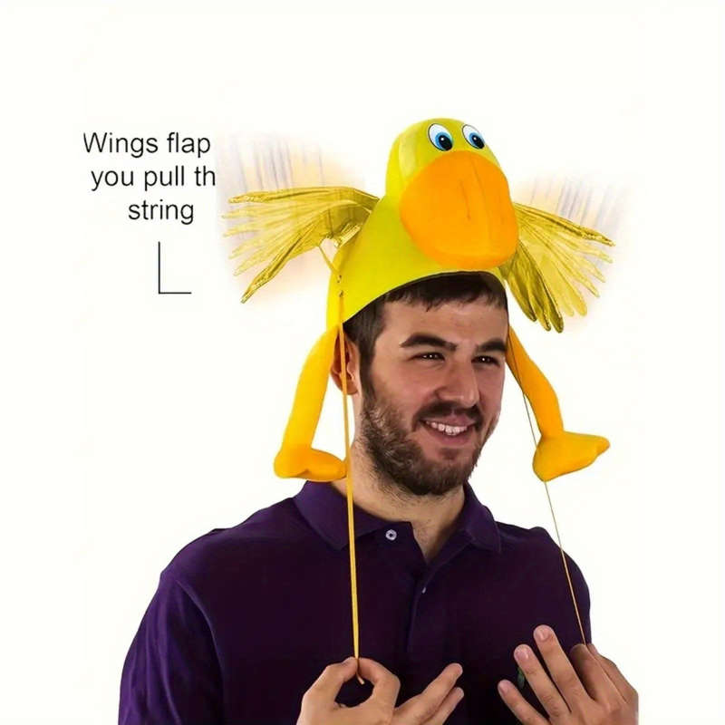 1pc Cute Duck Hat with Flapping Wings Animal Shaped Cap for Themed Parties Cheerleading Prop