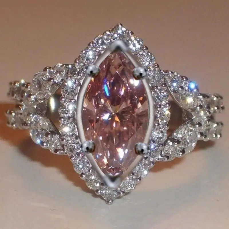 Four-Prong Eye Cut with Pink Synthetic Ring