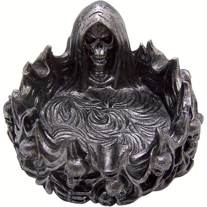 1pc Gothic Skeleton Reaper Ashtray Polyresin Halloween Decor Artistic High-End Smoking Accessory