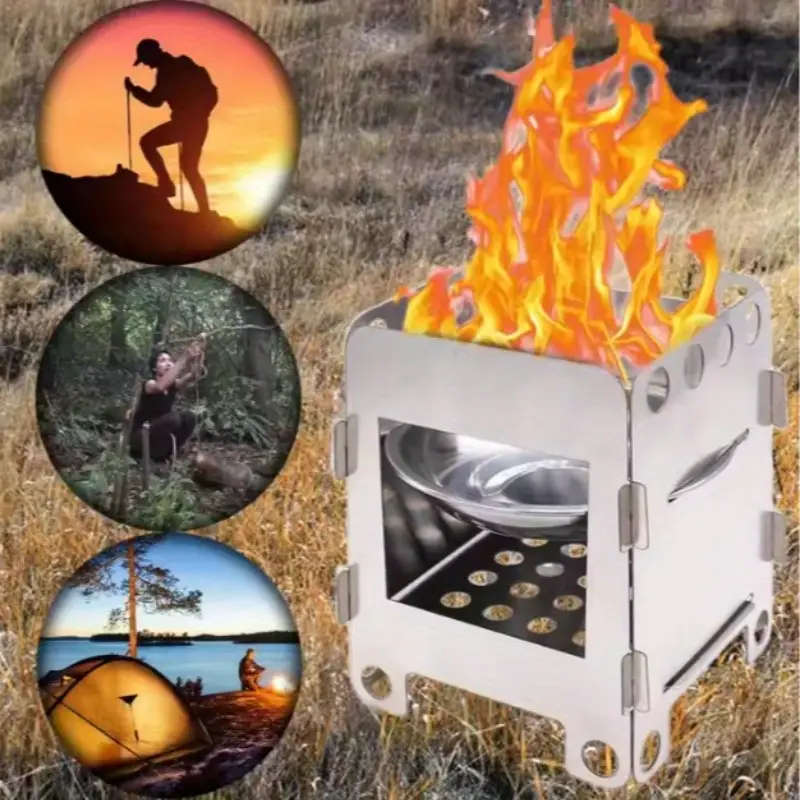 1pc Campfire Wood Stove Portable Backpack Stove Folding Lightweight Titanium Alcohol Stove Suitable