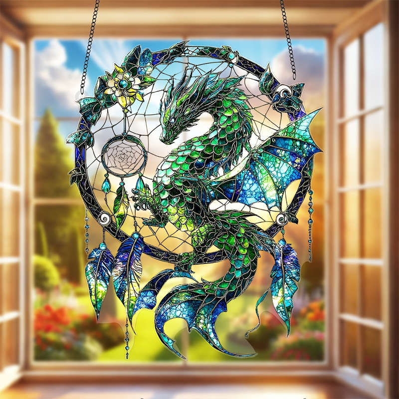 1pc 2D Flat  Magic Dragon Dream Catcher  Acrylic Light Catcher 20.32cm X 20.32cm cm Home Offi