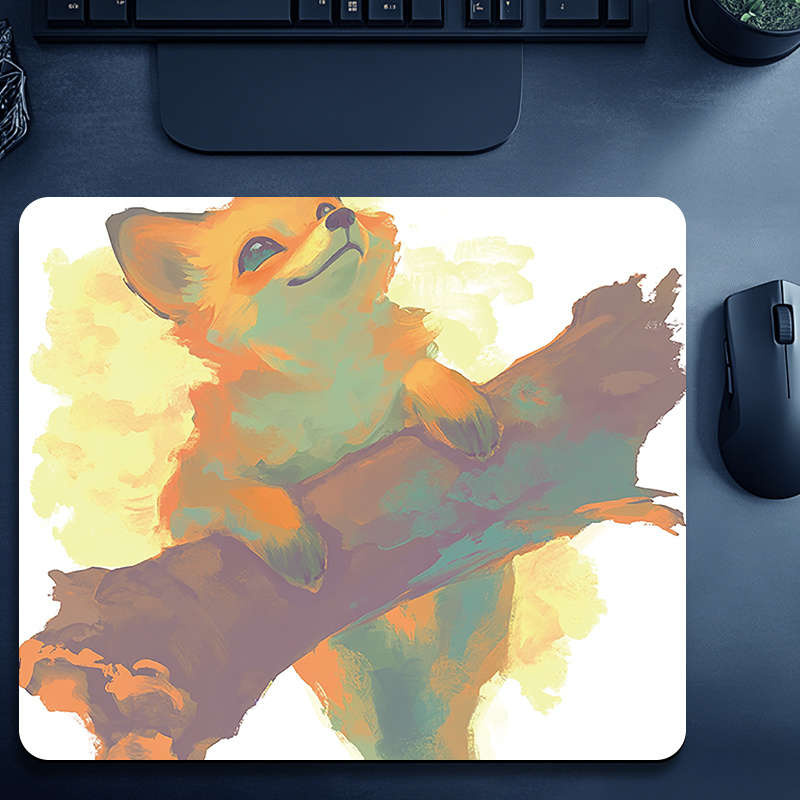 1pc Fox 866 Pattern Mouse Pad Non-Slip Office Desk Mat Portable Rubber Laptop Desk M