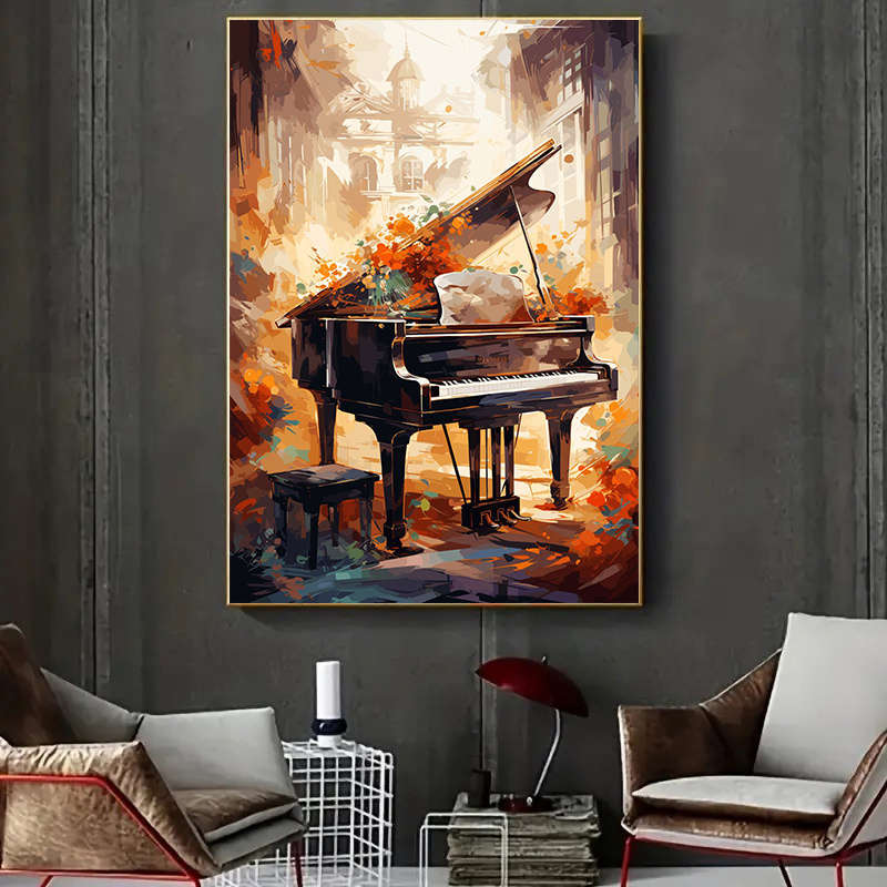 1pc  23.62x35.43in 60cmx90cm Frameless Modern Abstract Colorful Piano Print Art Wall Art Canvas