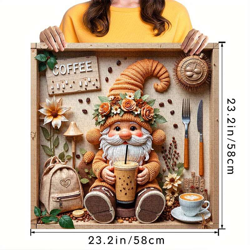 1000pcs Coffee Gnome Jigsaw Puzzle Scratch High Quality Challenging DIY Brain Te