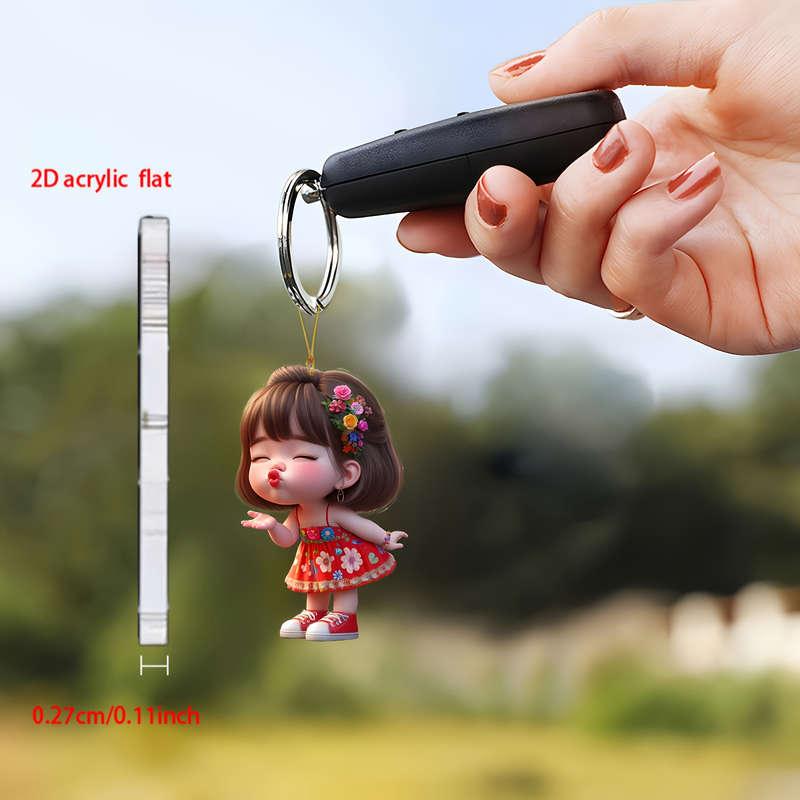 1pc 2D Flat  Acrylic Angel Pendant Cute Pouting Angel with Floral Crown Multi-Use Hanging Decorat