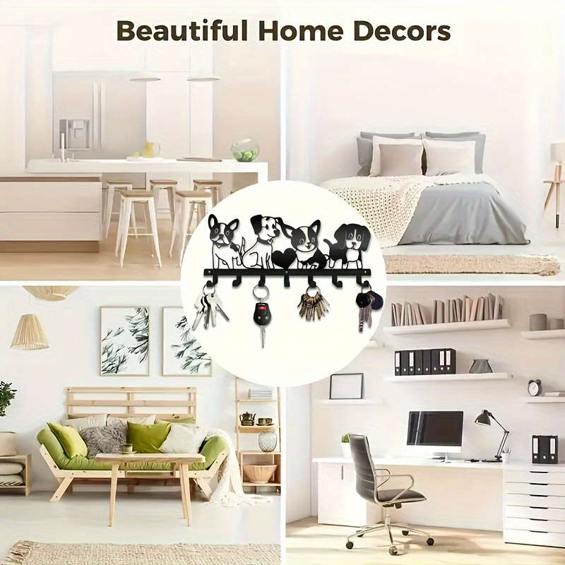1pc Contemporary Dog Silhouette Metal Key Holder Wall Mount Easy Install Key Storage Box for Home