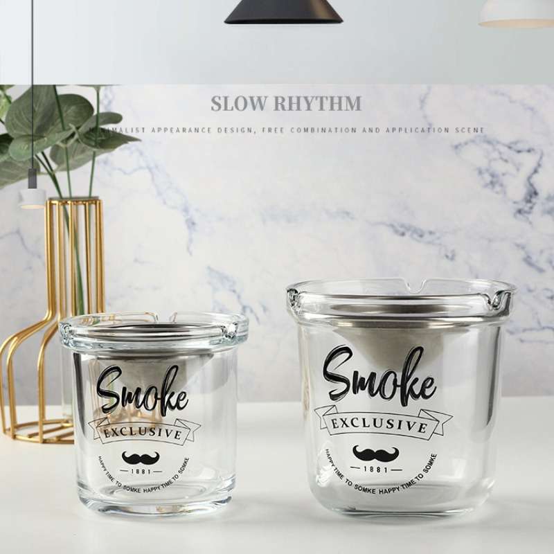1pc Elegant Round Glass Ashtray with Sand Timer C Creative Anti-Fly Ash Design for Car Living Room