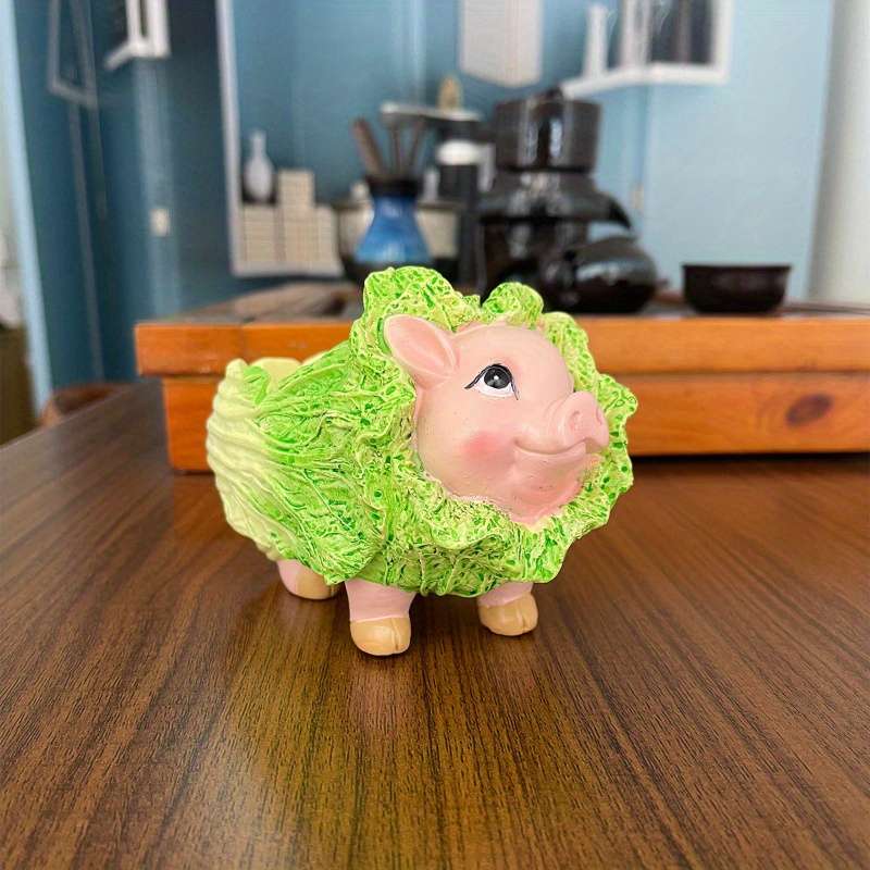 1pc Cute Pig Arch Cabbage Ashtray C Funny Resin Tabletop Decor for Living Room Dining Area or Gif