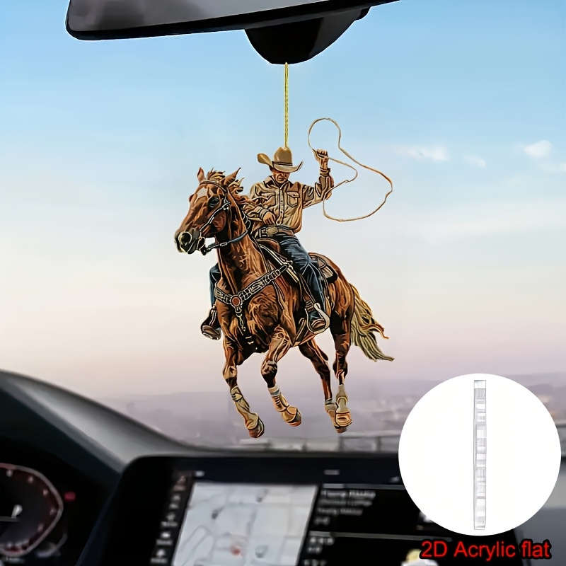 1pc 2D Flat  Car Hanging Decorations  Cute Riding Cowboy Fabric Car Interior Hanging Decorat