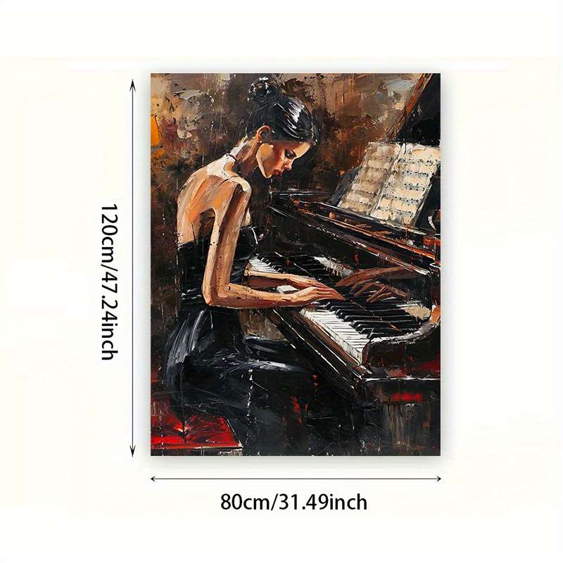 1pc  Modern Abstract Piano Player Canvas Art Print 79.98x119.99cm Frameless Wall Decor Large