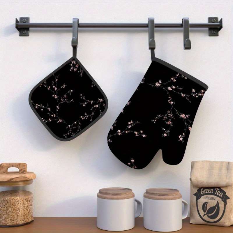 2pcs 26.92x17.02 cm Heat Resistant Oven Mitts And Potholders